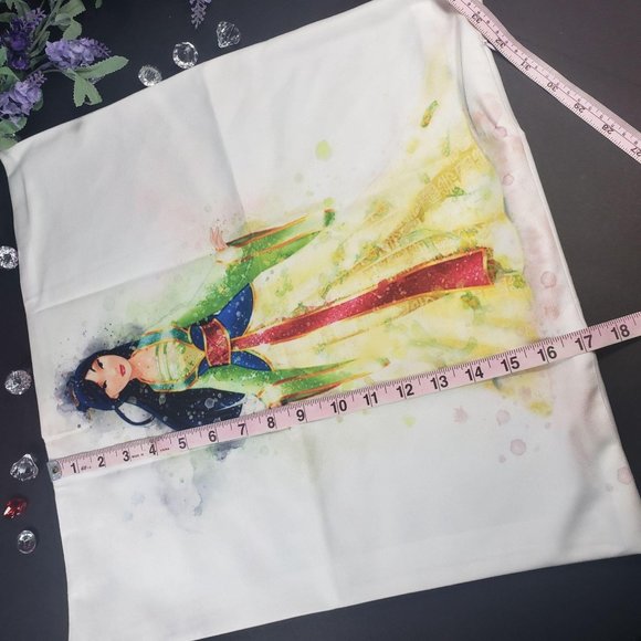 Mulan Princess Mouse Themed Home Decorative Throw White Pillowcase - Picture 9 of 12